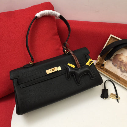 BOLSO DE HOMBRO HM 35 NEGRO TOGO HARDWARE DORADO