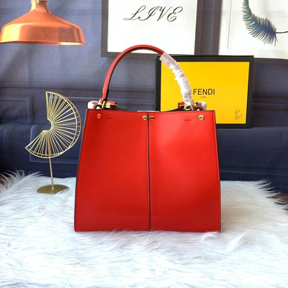 Bolso Peekaboo X-lite mediano de 30 cm, piel de cordero roja, herrajes dorados