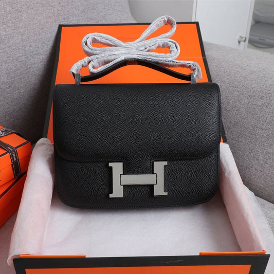 BOLSAS HM CONSTANCE 19 NEGRO EPSOM HERRAJES PLATEADOS