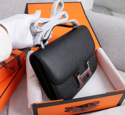 BOLSAS HM CONSTANCE 19 NEGRO EPSOM HERRAJES PLATEADOS