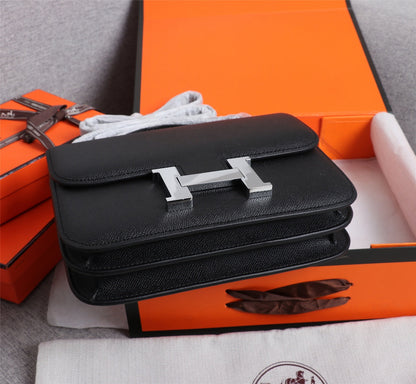 BOLSAS HM CONSTANCE 19 NEGRO EPSOM HERRAJES PLATEADOS