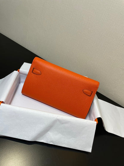 Kelly WOC 20.5 naranja Epsom con herrajes dorados