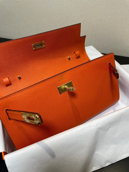 Kelly WOC 20.5 naranja Epsom con herrajes dorados