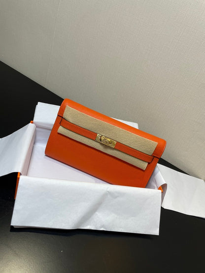 Kelly WOC 20.5 naranja Epsom con herrajes dorados