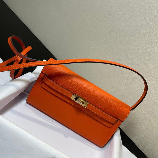 Kelly WOC 20.5 naranja Epsom con herrajes dorados