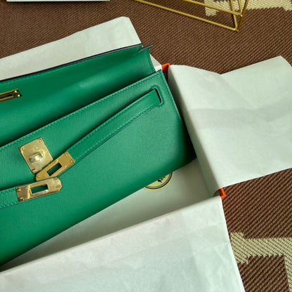 HM Kelly Cut 31cm Cuero Swift Verde Ghw