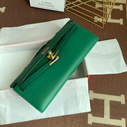 HM Kelly Cut 31cm Cuero Swift Verde Ghw