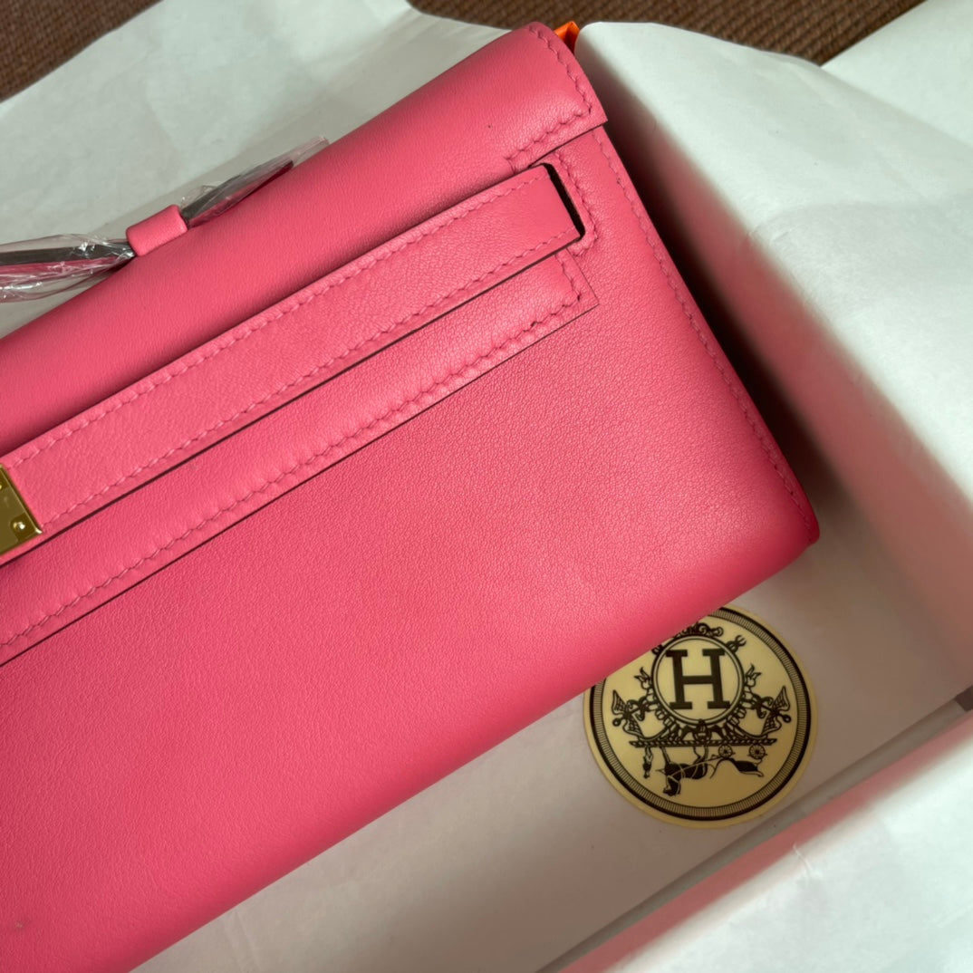 HM Kelly Cut 31cm Rosa Swift Cuero Ghw