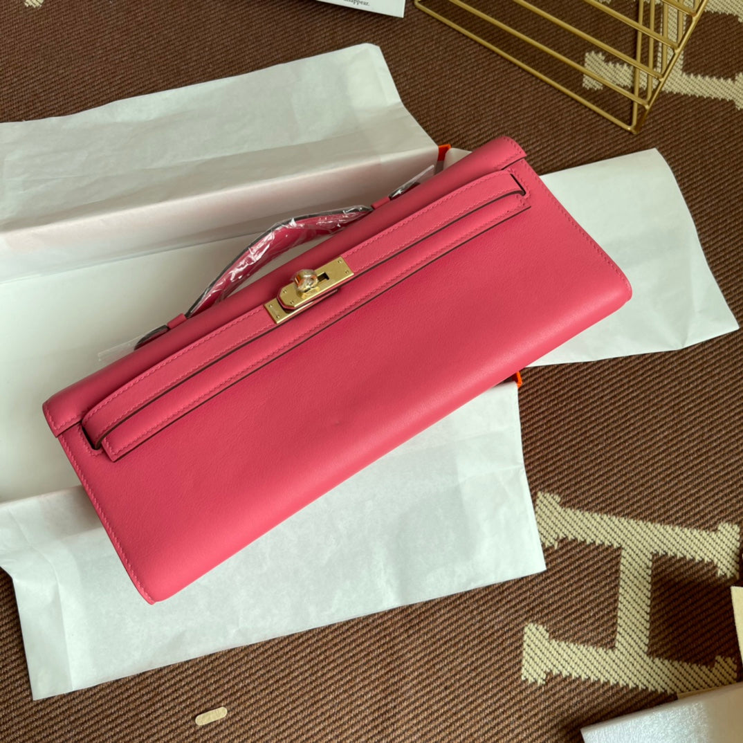 HM Kelly Cut 31cm Rosa Swift Cuero Ghw