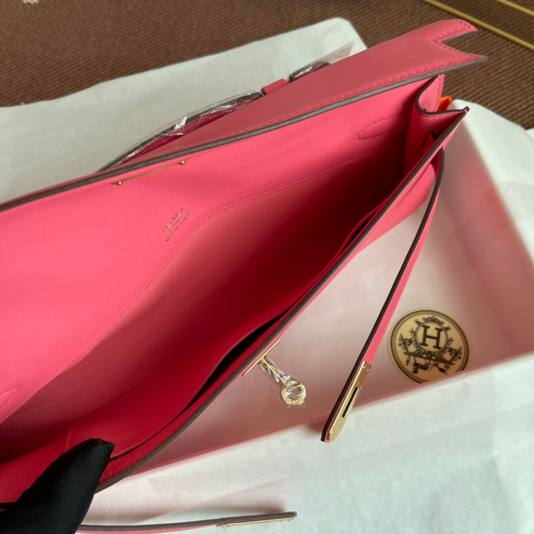 HM Kelly Cut 31cm Rosa Swift Cuero Ghw