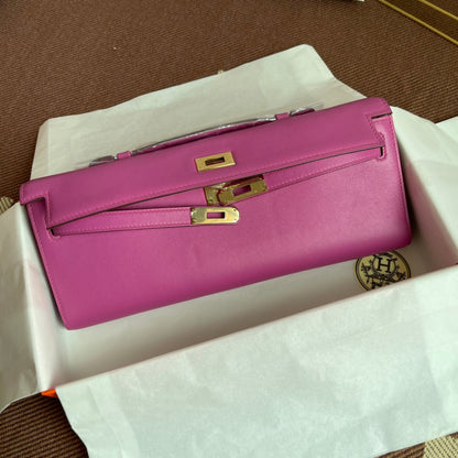 HM Kelly Cut 31cm Fucsia Swift Leather Ghw