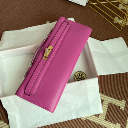 HM Kelly Cut 31cm Fucsia Swift Leather Ghw