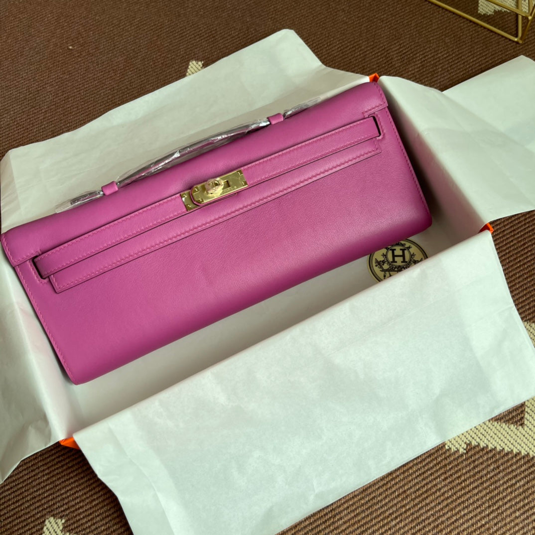 HM Kelly Cut 31cm Fucsia Swift Leather Ghw