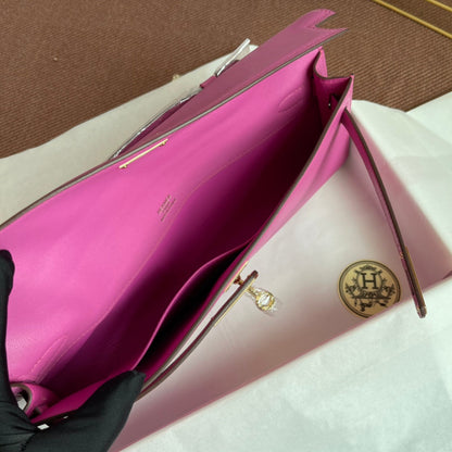 HM Kelly Cut 31cm Fucsia Swift Leather Ghw