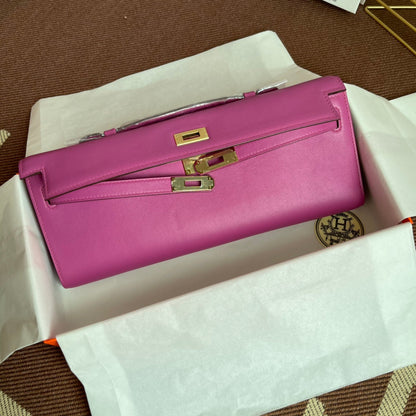 HM Kelly Cut 31cm Fucsia Swift Leather Ghw