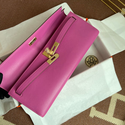 HM Kelly Cut 31cm Fucsia Swift Leather Ghw