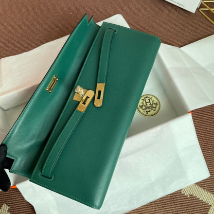 HM Kelly Cut 31cm Cuero Swift Verde Oscuro Ghw