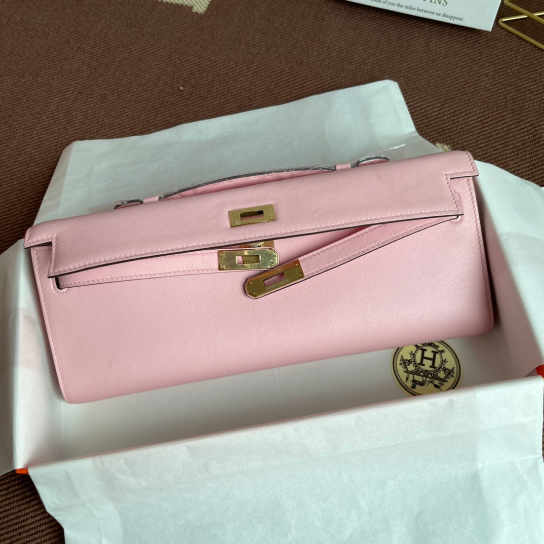 HM Kelly Cut 31cm Flamingo Swift Cuero Ghw