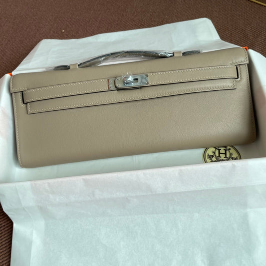 HM Kelly Cut 31cm Gris Claro Swift Cuero Shw