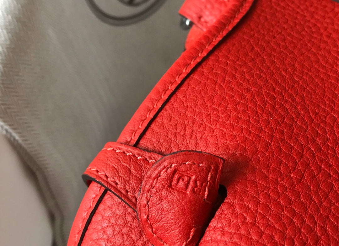 Mini Evelyne 18 cm Togo rojo Herrajes plateados