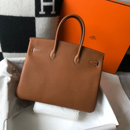 HM BIRKIN 35 CM CUERO TOGO TAN HERRAJES DORADOS