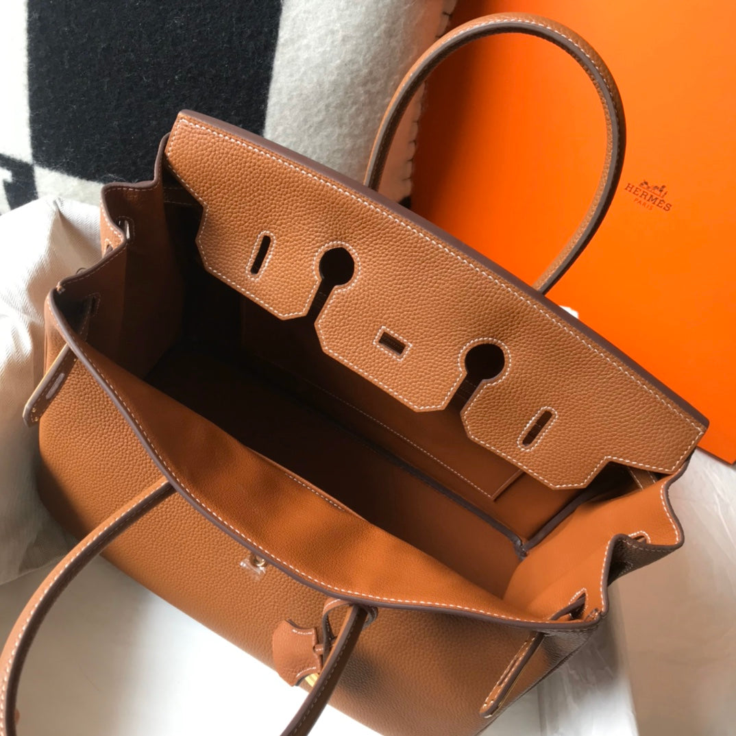 HM BIRKIN 35 CM CUERO TOGO TAN HERRAJES DORADOS