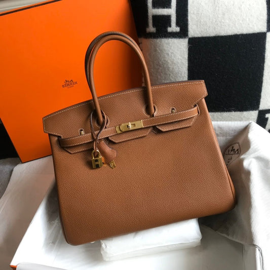 BOLSO HM BIRKIN 35 CM MARRÓN TOGO HARDWARE DORADO