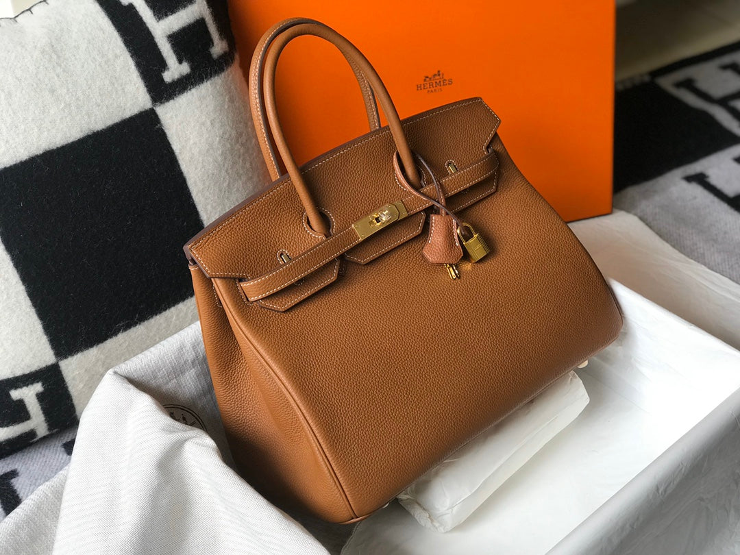 HM BIRKIN 35 CM CUERO TOGO TAN HERRAJES DORADOS