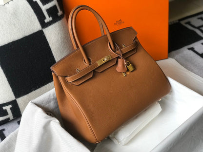 HM BIRKIN 35 CM CUERO TOGO TAN HERRAJES DORADOS