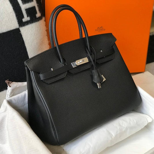 BOLSO HM BIRKIN 35 CM NEGRO TOGO HERRAJES PLATEADOS