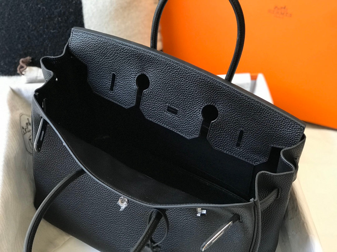 BOLSO HM BIRKIN 35 CM NEGRO TOGO HERRAJES PLATEADOS