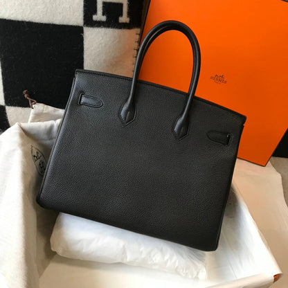 BOLSO HM BIRKIN 35 CM NEGRO TOGO HERRAJES PLATEADOS