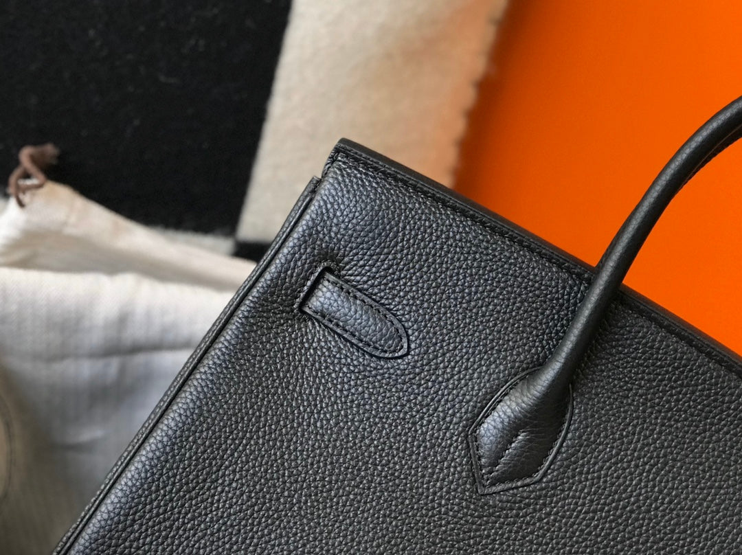 BOLSO HM BIRKIN 35 CM NEGRO TOGO HERRAJES PLATEADOS