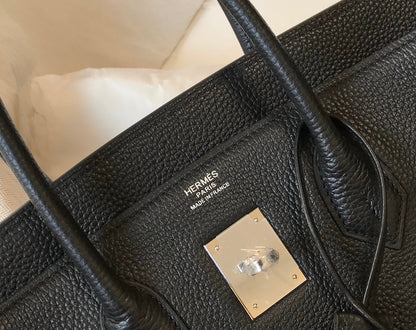 BOLSO HM BIRKIN 35 CM NEGRO TOGO HERRAJES PLATEADOS
