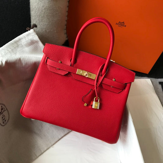HM BIRKIN 35CM PIEL TOGO ROJA CON HERRAJES DORADOS
