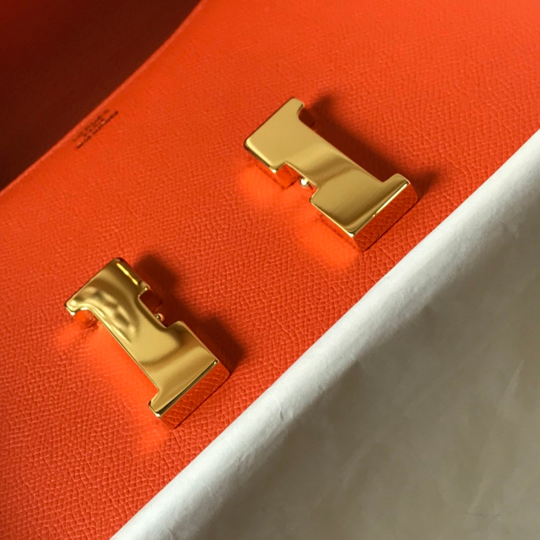 Constance 24 naranja rojo Epsom cuero herrajes dorados