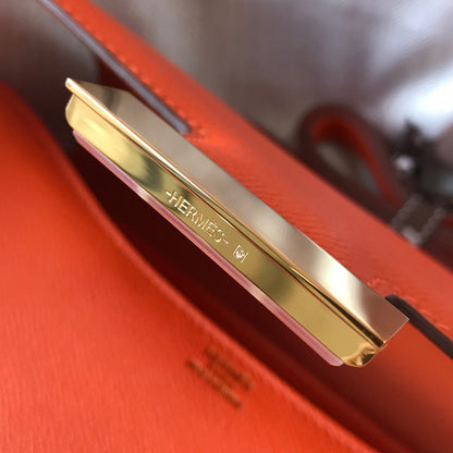 Constance 24 naranja rojo Epsom cuero herrajes dorados