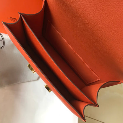 Constance 24 naranja rojo Epsom cuero herrajes dorados