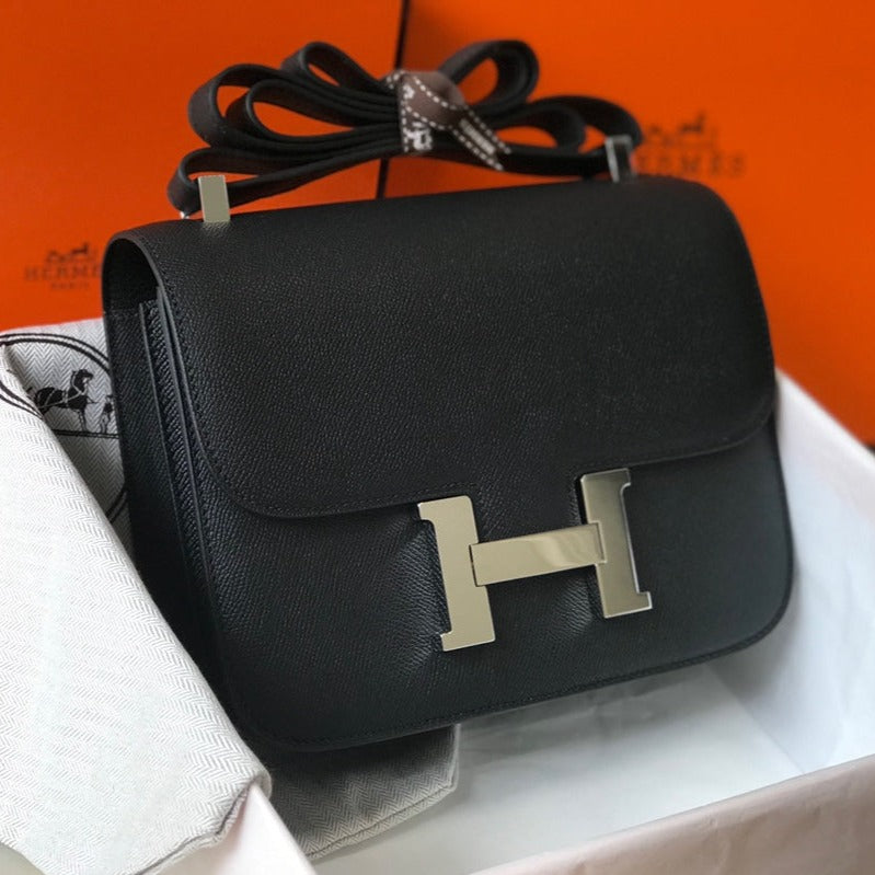 CONSTANCE 24CM NEGRO EPSOM HERRAJES DE PLATA