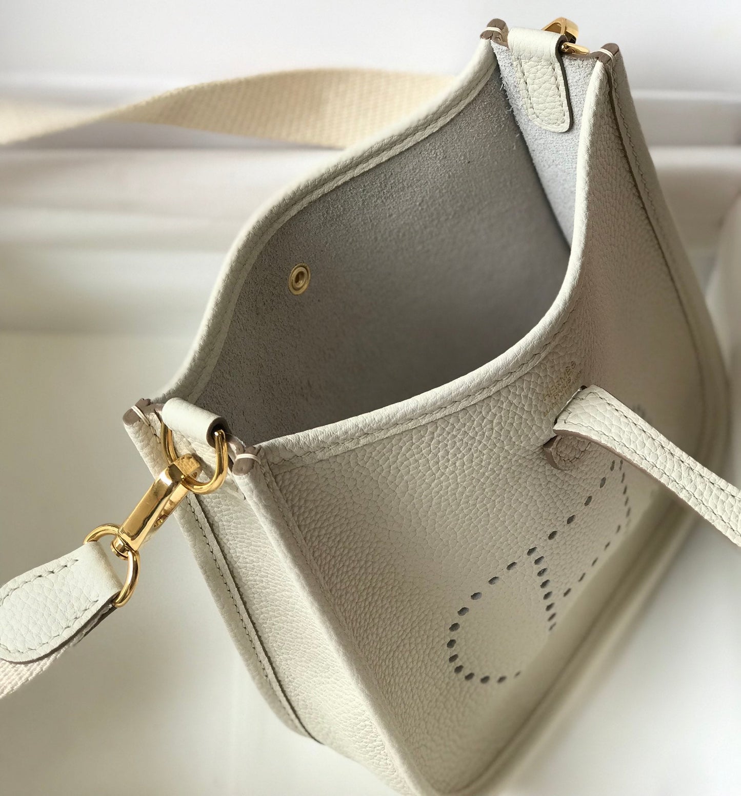 Mini Evelyne 18cm Blanco Togo Ghw