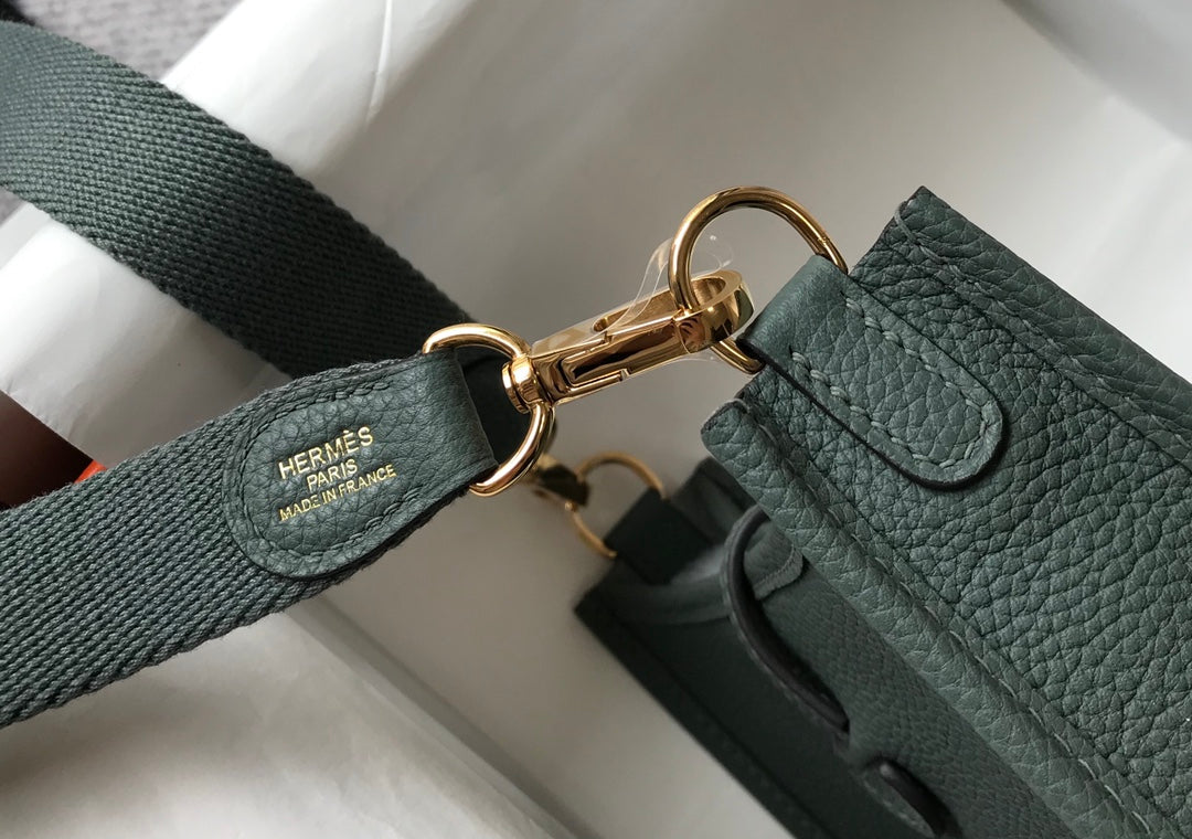 Mini Evelyne 18cm Verde Gris Togo Ghw