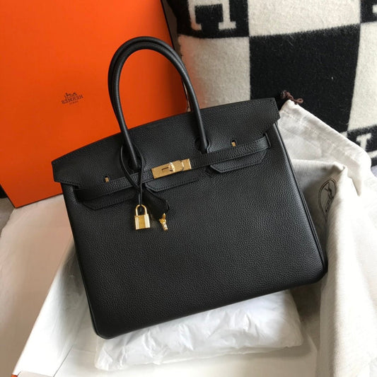 BOLSO HM BIRKIN 35 CM NEGRO TOGO HARDWARE DORADO