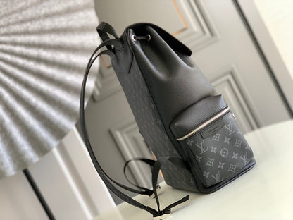 SAC À DOS 45 EN CUIR DE VEAU NOIR ET TOILE ÉCLIPSE MONOGRAMME GUN METAL