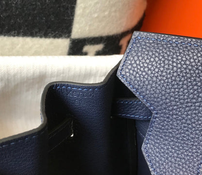 BOLSO HM BIRKIN 35 CM AZUL MARINO TOGO HARDWARE DORADO