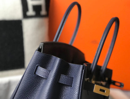 BOLSO HM BIRKIN 35 CM AZUL MARINO TOGO HARDWARE DORADO