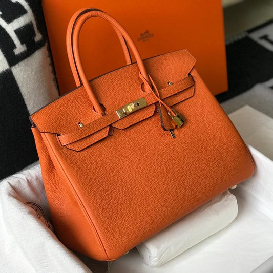 BOLSO HM BIRKIN 35 CM NARANJA TOGO HARDWARE DORADO