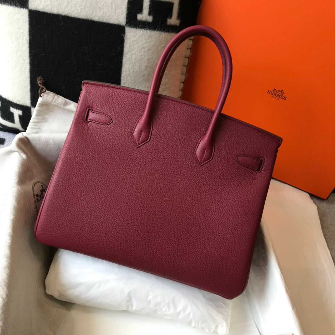 HM BIRKIN 35 CM PIEL TOGO BORGOÑA HERRAJES DORADOS