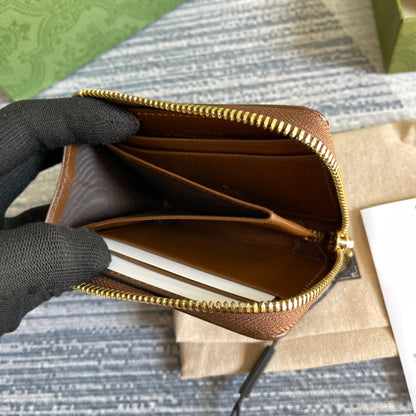CARTERA GG HORSEBIT 1955 MINI 11 LONA BEIGE Y ÉBANO