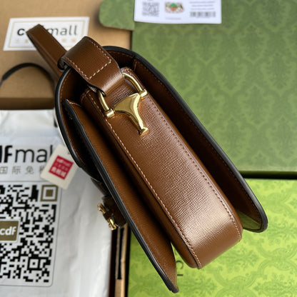 BOLSA DE ALFORJAS HORSEBIT 1955 25 EN LONA COLORIDA Y ADORNOS DE CUERO MARRÓN CON HERRAJES DORADOS
