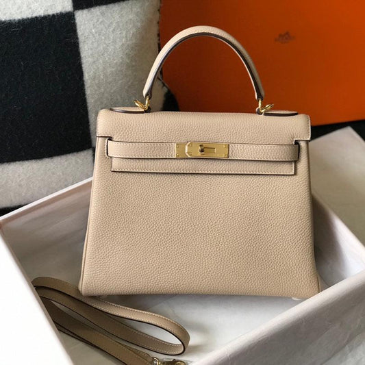 HM KELLY 25 CM BEIGE TOGO HARDWARE DORADO